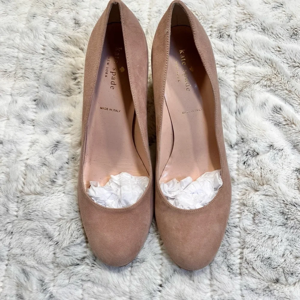 Kate Spade Anastasia Demi Rose Suede Gold Glitter Pumps Sz-9 - Picture 2 of 11